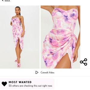 PRETTY LITTLE THING Ruched Corset Satin Dress